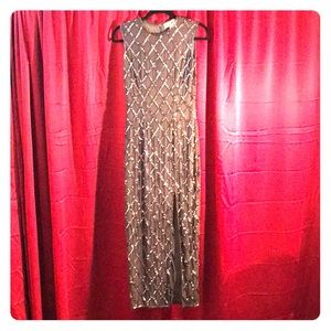Vintage Grey Cocktail Dress Sequins & Bulge Beads